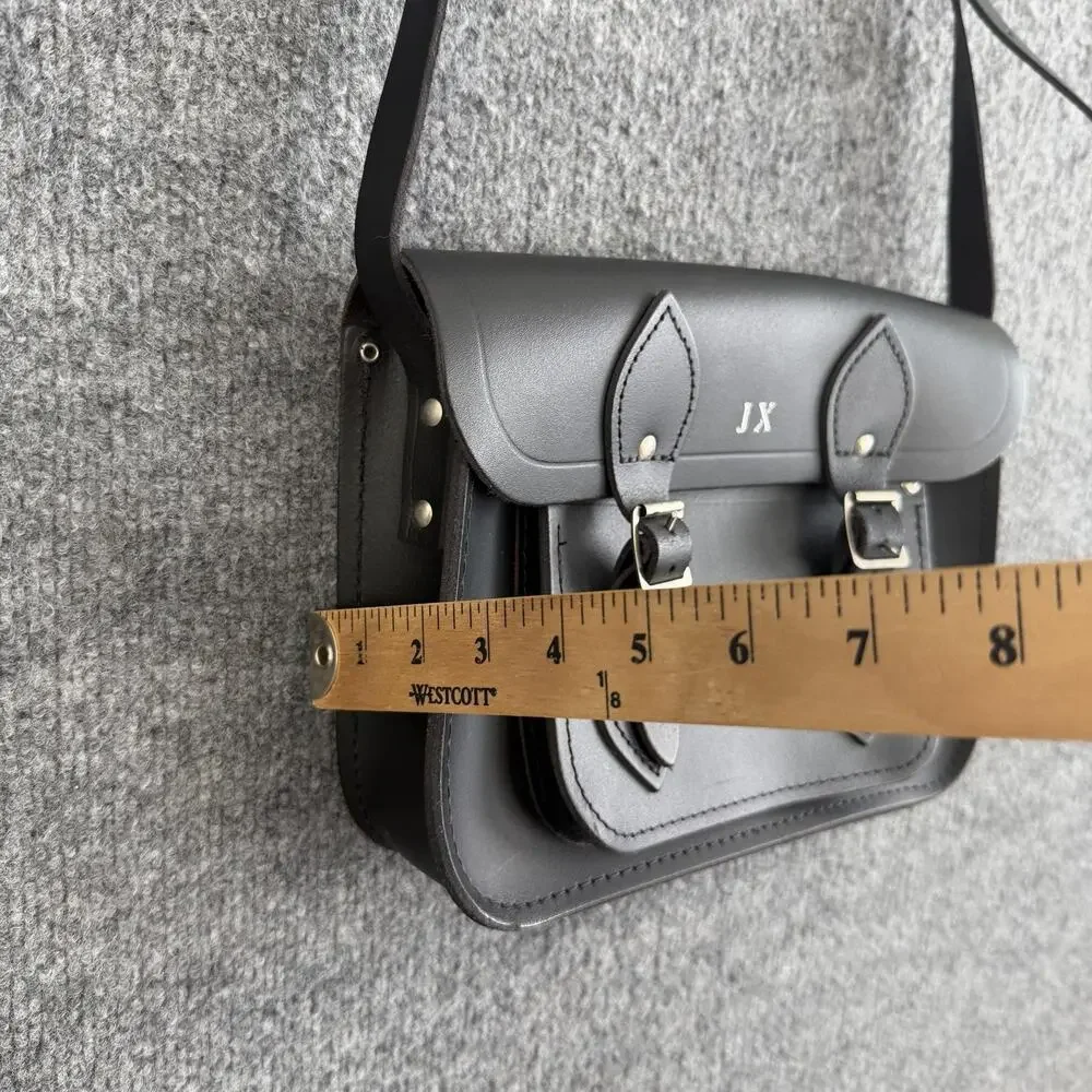 The Cambridge Satchel Black Leather Crossbody Bag Messenger Buckle JX Monogram